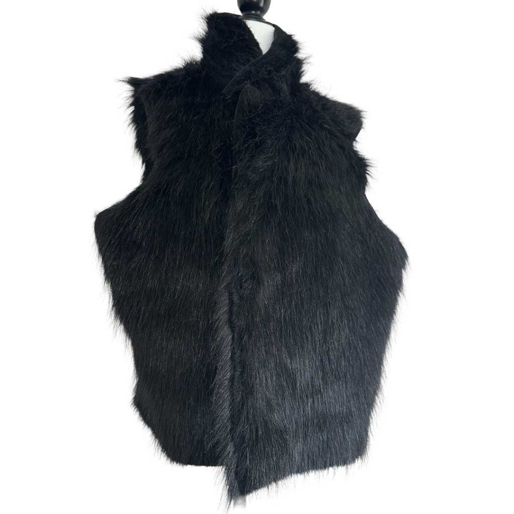Vintage Faux Fur Black mobwife Penny Lane Vest boho hippie indie sleeze